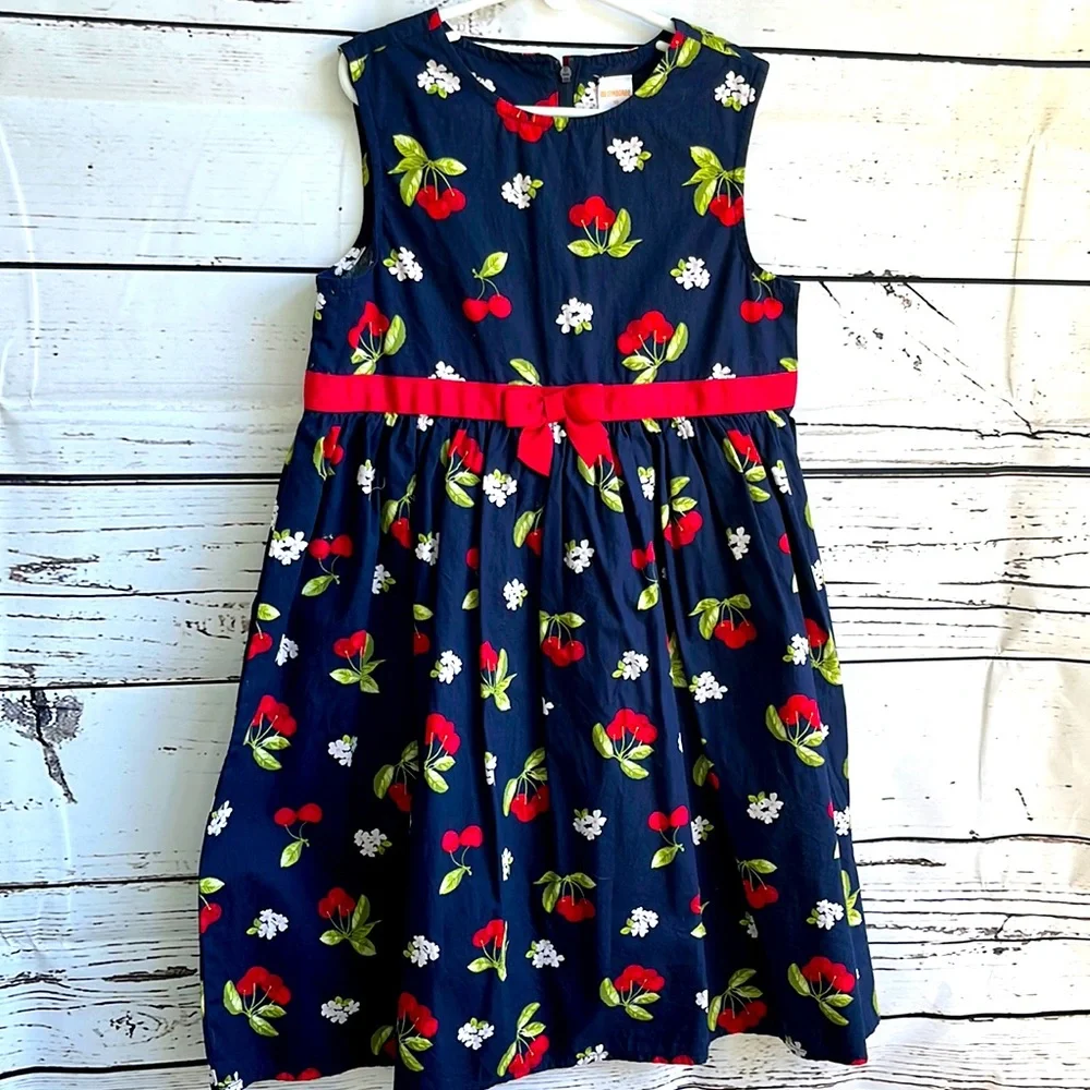 Gymboree navy dress with cherries size 10 cotton